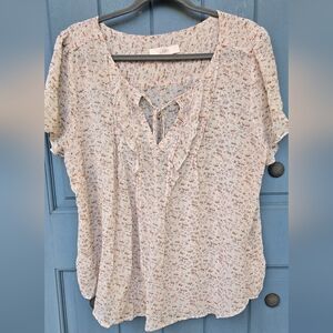 Ann Taylor Loft Sheer Floral Blouse XL